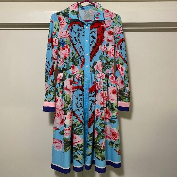 Source Unknown Dresses & Skirts - Super cute & wild long sleeve, button-down dress, size S